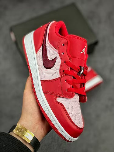 Air Jordan 1 Low SE – Valentine's Day Red White Heart Quilted