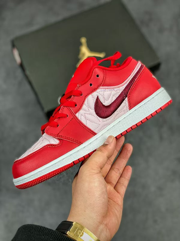 Air Jordan 1 Low SE – Valentine's Day Red White Heart Quilted