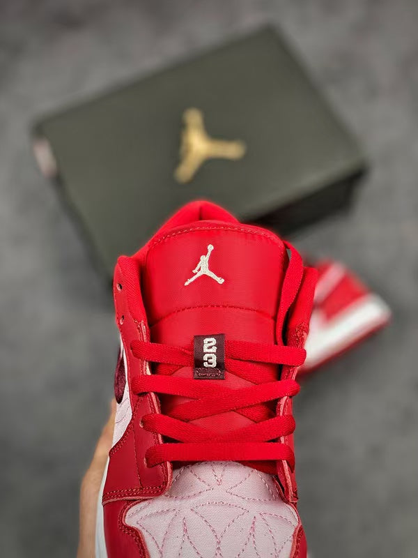 Air Jordan 1 Low SE – Valentine's Day Red White Heart Quilted