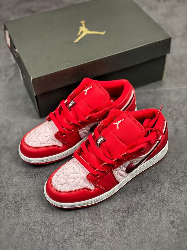 Air Jordan 1 Low SE – Valentine's Day Red White Heart Quilted