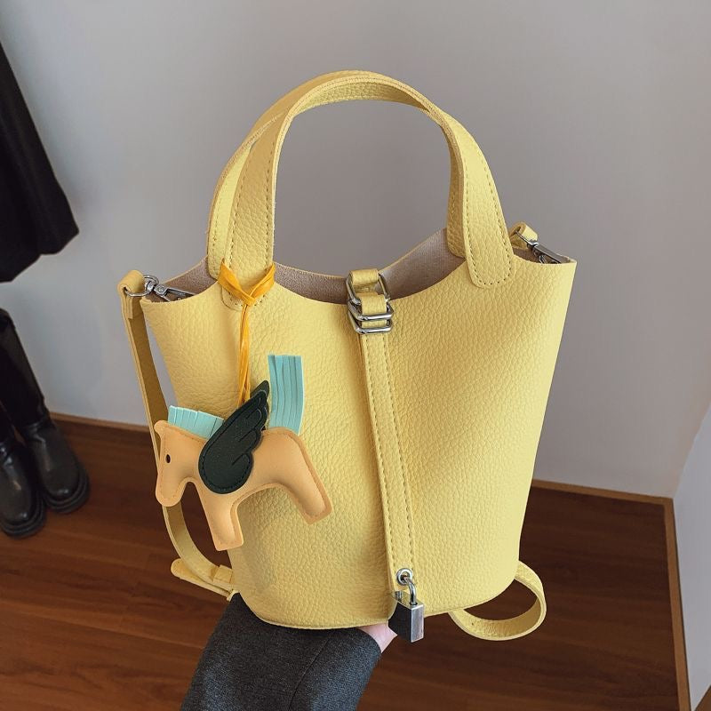 Butter Yellow Mini Bucket Bag with Pegasus Charm