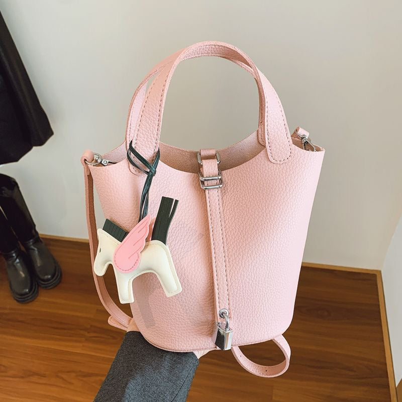Blush Pink Mini Bucket Bag with Pegasus Charm