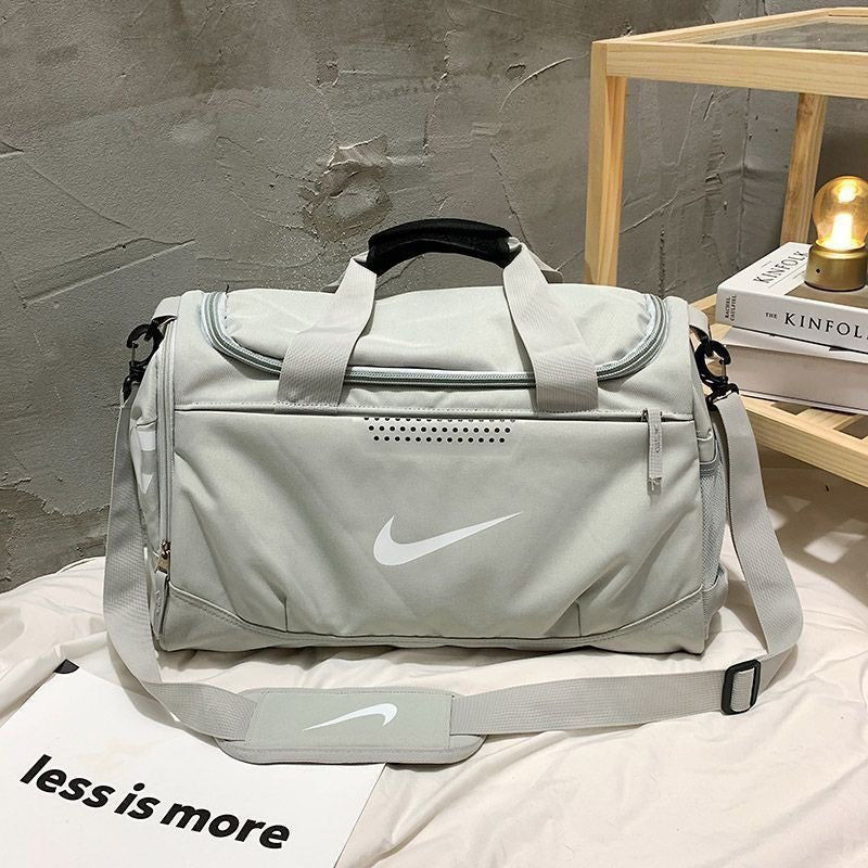 Men's Light Grey Sports Duffle Gym Bag with Shoulder Strap & Ventilated Pocket