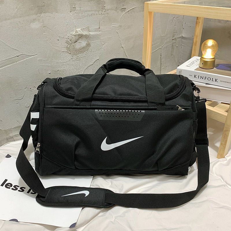 Men's Black Sports Duffle Gym Bag with Shoulder Strap & Ventilated Pocket