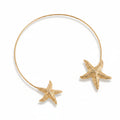 Gold Double Starfish Open Collar Choker Necklace