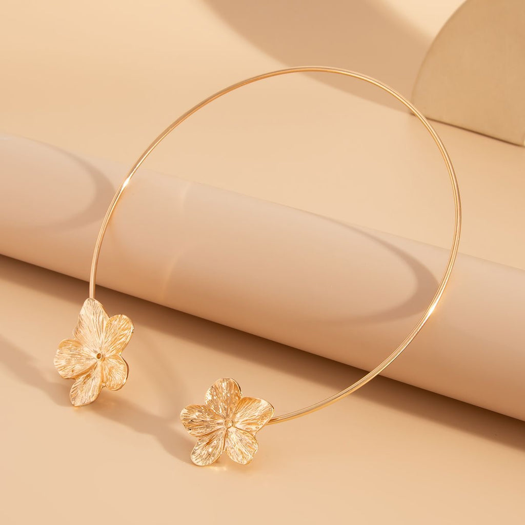 Gold Double Starfish Open Collar Choker Necklace