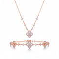 Rose Gold Mother-of-Pearl Clover 2-Piece Jewellery Set