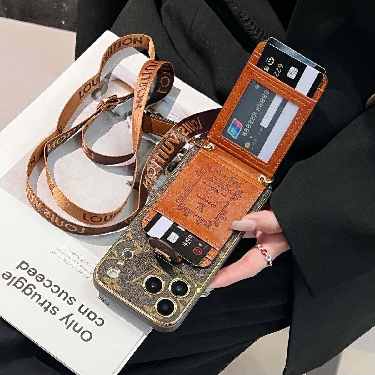 Luxury iPhone Case Card Holder for iPhone 12-18 Pro& Pro Max