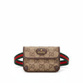 Luxury Monogram Canvas Belt Bag with Web Stripe & Gold Logo Plaque