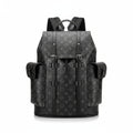 Men's Luxury Tonal Black Monogram Canvas Explorer Backpack with Silver Hardware