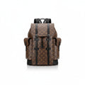 Men's Luxury Monogram Canvas Explorer Backpack with Leather Trim & Buckle Straps