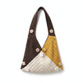 Women's Colour-Block Crochet Hobo Bag with Mini Daisy Embellishments