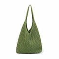 Women's Sage Green Woven Raffia Hobo Bag with Triangular Silhouette