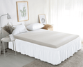 Elegant Comfort Top-Knot Tassel Pompom Fringe Ruffle Bed Skirt - Around Style Elastic Bed Wrap - 16 inch Drop