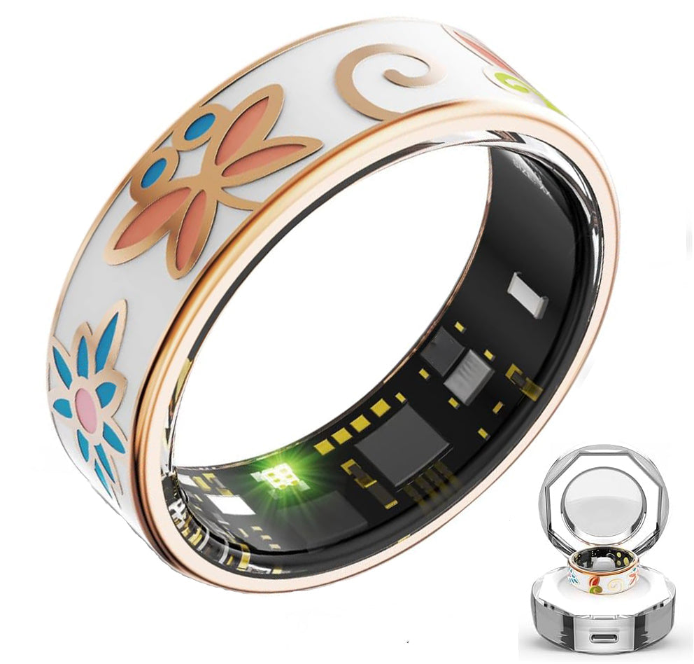 Wrongduck Anneau Intelligent Bluetooth Floral Papillon Suivi de Santé