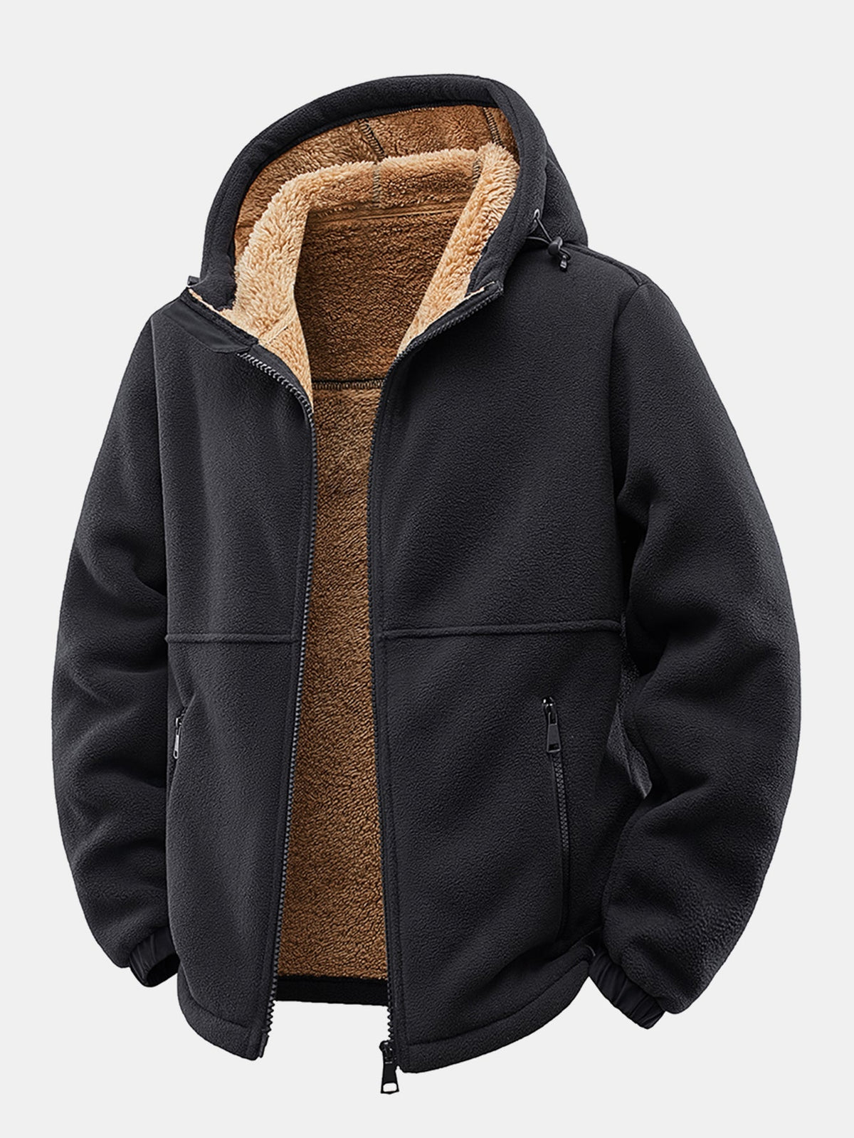 Teddy Lined Polar Fleece Hooded Jacket