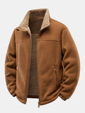 Teddy Lined Polar Fleece Zip-Up Stand Collar Jacket