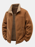 Teddy Lined Polar Fleece Zip-Up Stand Collar Jacket
