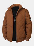 Faux Fur Lined Quilted Stand Collar Jacket