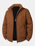 Faux Fur Lined Quilted Stand Collar Jacket