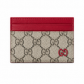 Gucci GG Supreme Card Holder – Beige Canvas Coloured Leather Trim Lacquered GG