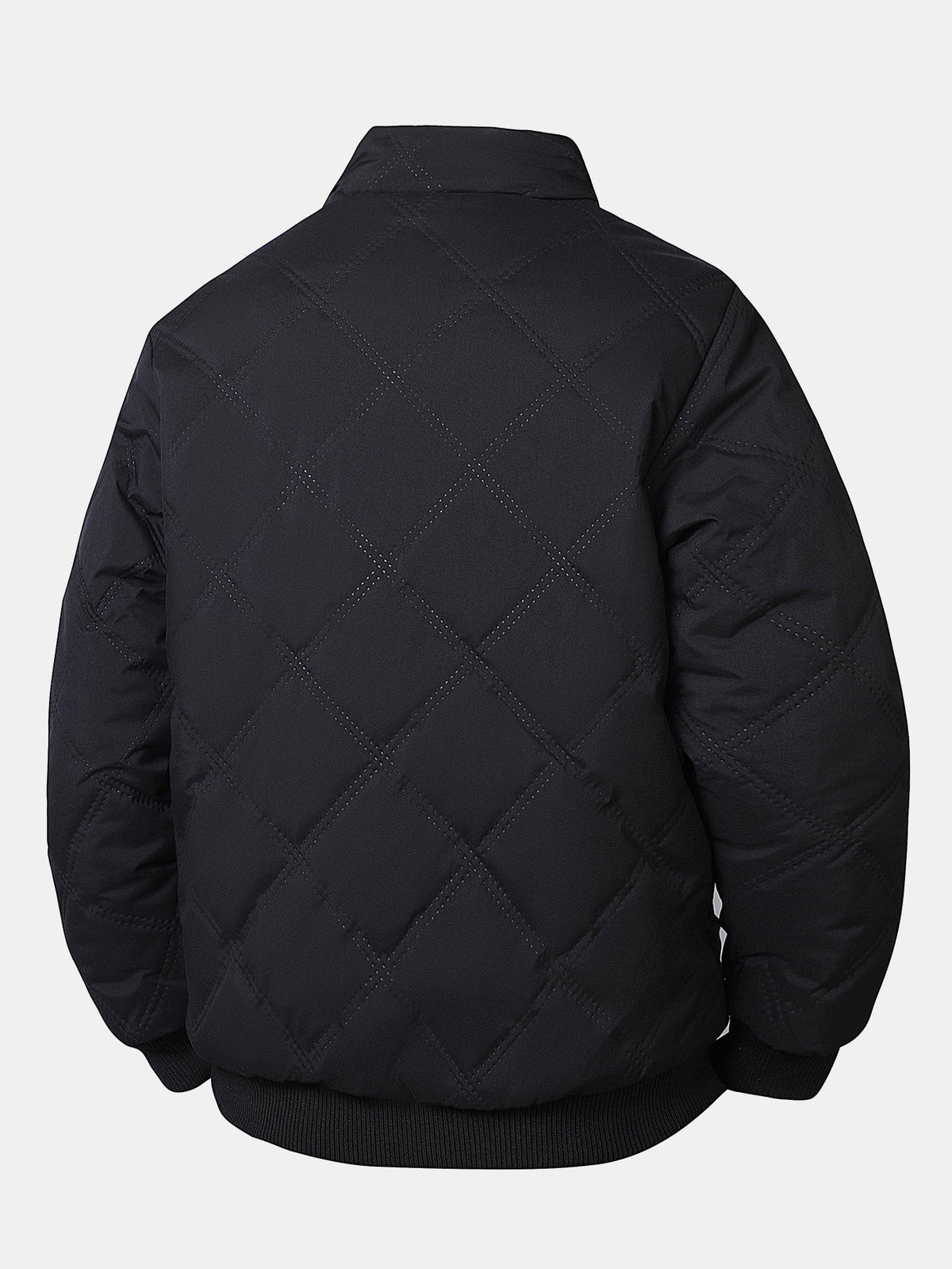Faux Fur Lined Quilted Stand Collar Jacket