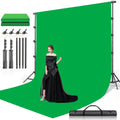 Green Screen Backdrop with Stand Kit 10x10Ft Chroma Key Background 7.5x10Ft Portable Stand with Carrying Bag 4 Clamps for Photoshoot Portraits Party Video Recording Streaming