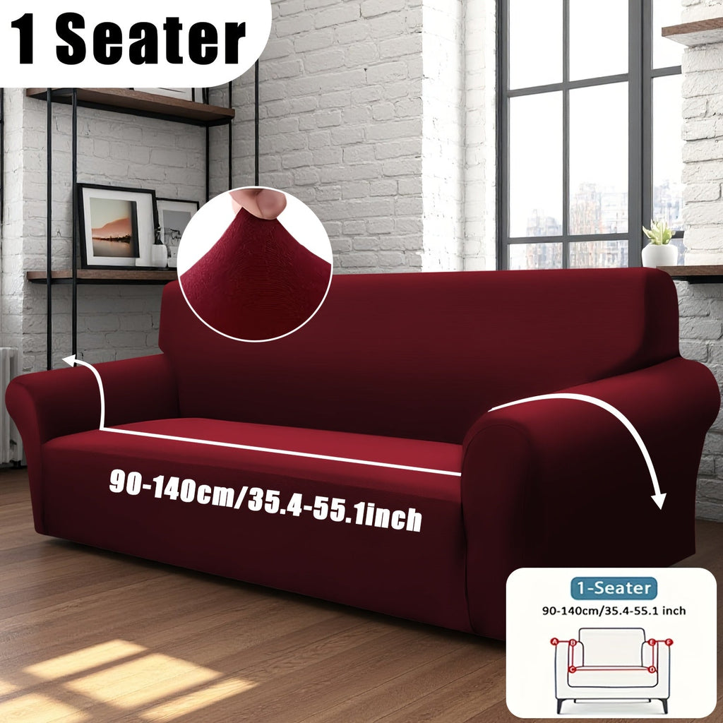 Sofa Cover Solid-Color Fitted Slipcover Options for 1, 2, 3 or 4-Seater Sofas and Separate Pillowcase