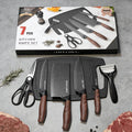 Kitchen Knife Set High Carbon Steel Hand Forged Chef Knives with Case Non-Stick Black Blade for Home Cooking, Dining and Outdoor Meals