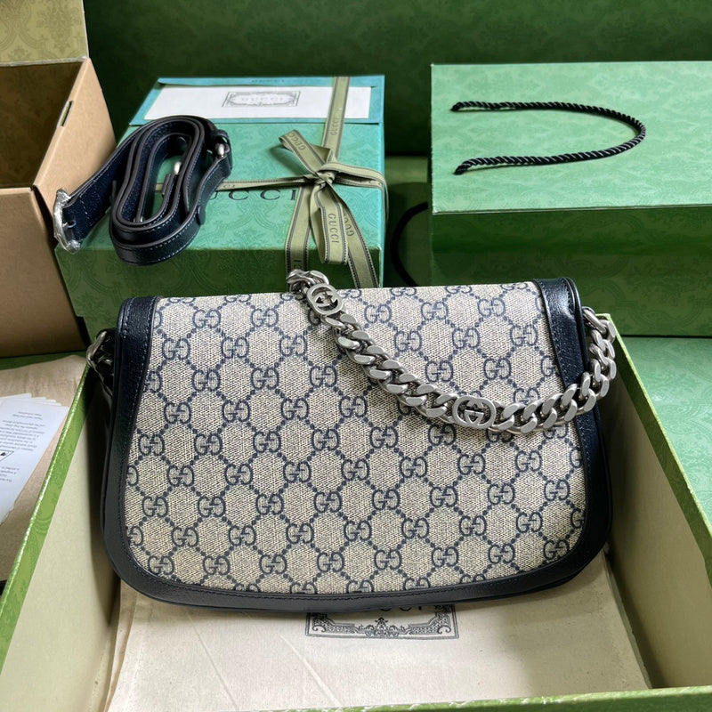 Gucci Blondie Small Shoulder Bag – GG Supreme Canvas Dark Brown Leather Gold GG