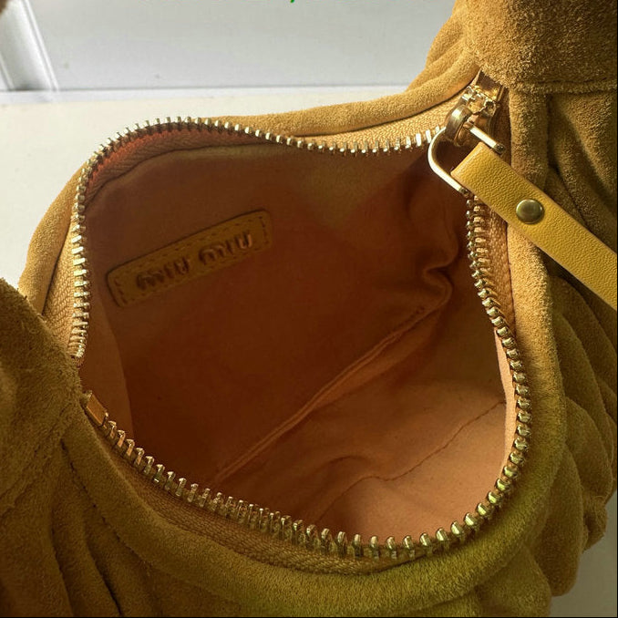 Miu Miu Wander Matelassé Mini Hobo Bag — Sunflower Yellow