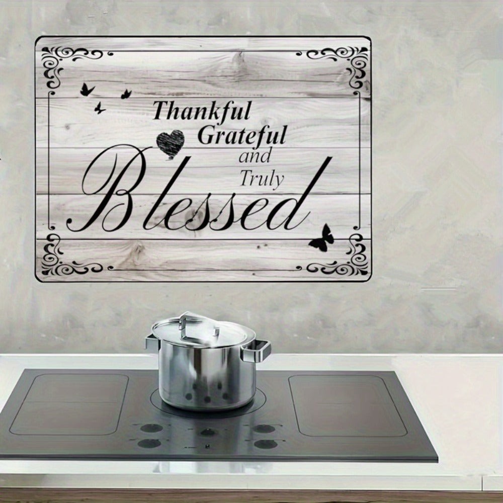 Stove Top Cover Heat Resistant Scratch-Proof 28.5x20.5" - Thankful Grateful Blessed Kitchen Decor Glass Protector Mat for Cooktops