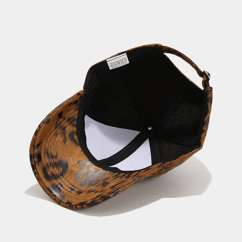 Mayweather Faux Leather Animal Print Baseball Cap