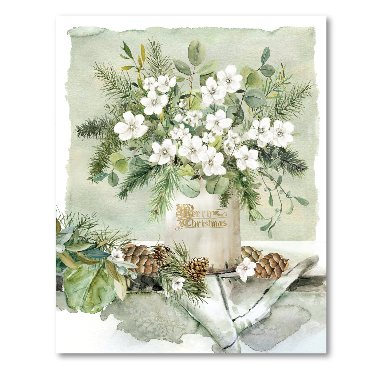 Merry Christmas Bouquet Gallery-Wrapped Canvas Wall Art