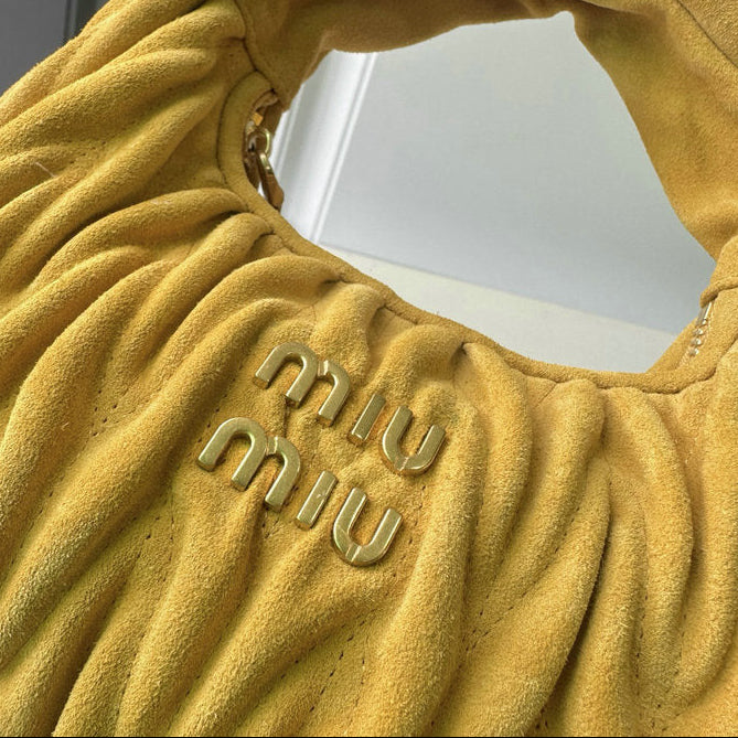 Miu Miu Wander Matelassé Mini Hobo Bag — Sunflower Yellow