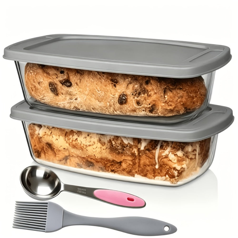 Baking Dish with Handles and Silicone Brush for Baking Bread Cakes