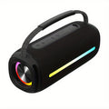 Portable Cylindrical Speaker in Black, Blue or Green with Carry Handle, Dual Light Bars and End-Ring Lighting