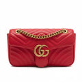 Red Quilted Leather Chain Shoulder Bag