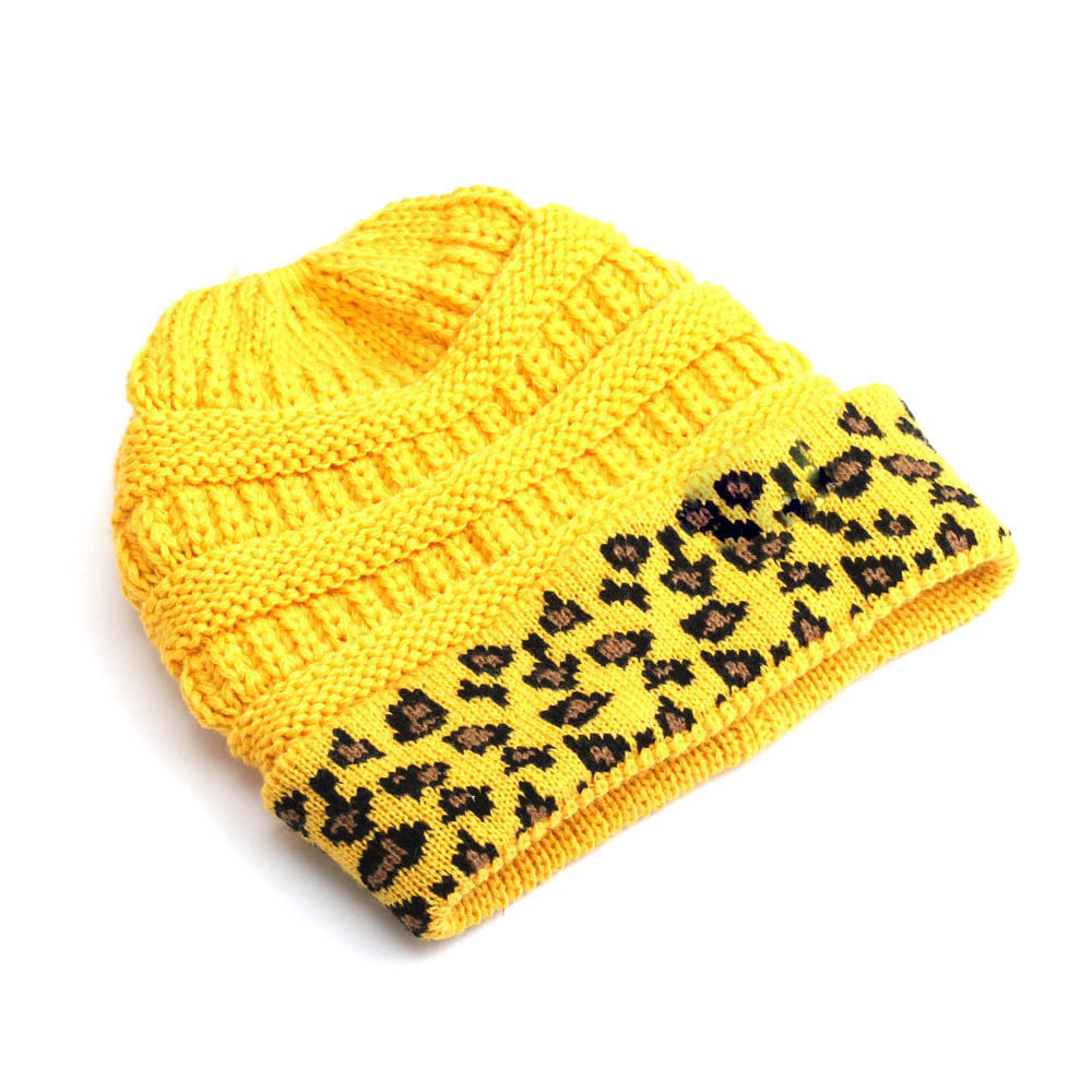 Tarver Beanie mit Leopardenmuster und Umschlag, Zopfstrick – warm, winddicht, 10 Farben