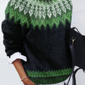 Sylvia | Grobstrick-Jacquardpullover mit Rundhalsausschnitt