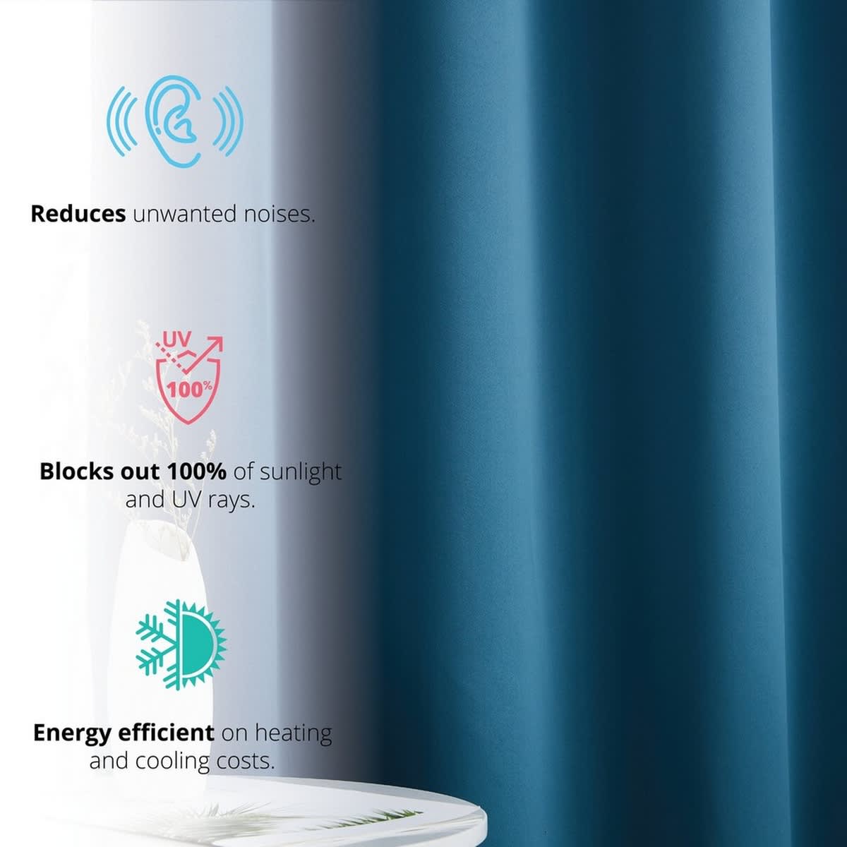 Thd Virginia 100% Blackout Grommet Total Privacy Curtain Panels - Set of 2