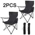 Set of Two Folding Camping Chairs with Cup Holders, Carry Bags, 82 cm Back Height and Black, Navy, Blue, Green or Red Options