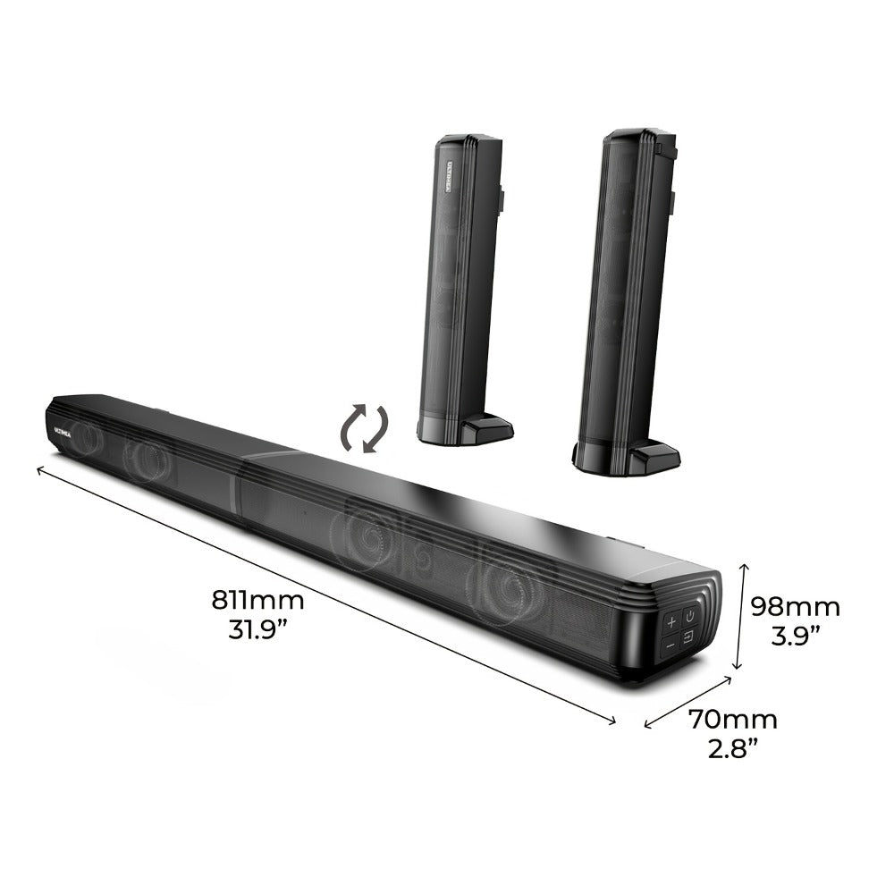 ULTIMEA 2.2-Channel 31.9-Inch Detachable TV Soundbar with ARC, Optical, AUX and USB Inputs