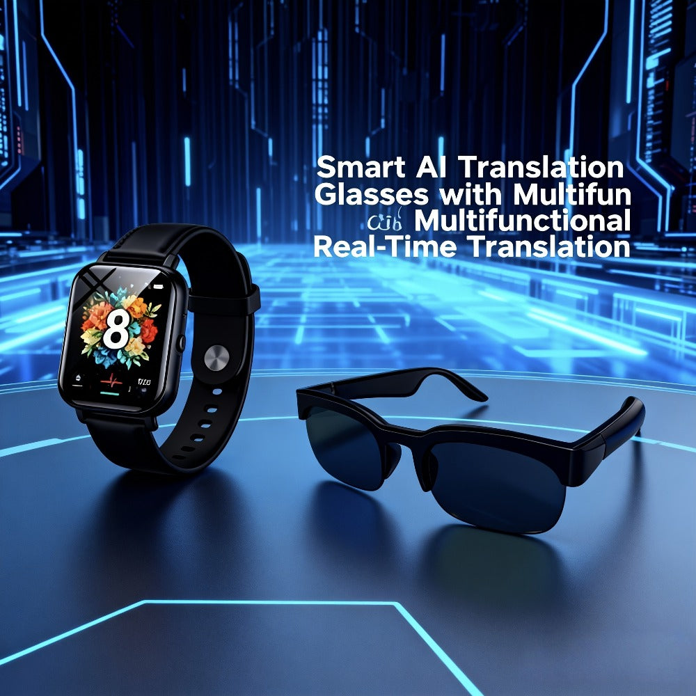 AI Smart Glasses with Real-Time Multi-Language Translation and Bluetooth Wireless Mic & Speaker