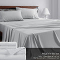 Sheet Set, Four-Piece Solid-Color Bedding with Deep-Pocket Fitted Sheet, Flat Sheet and Two Pillowcases
