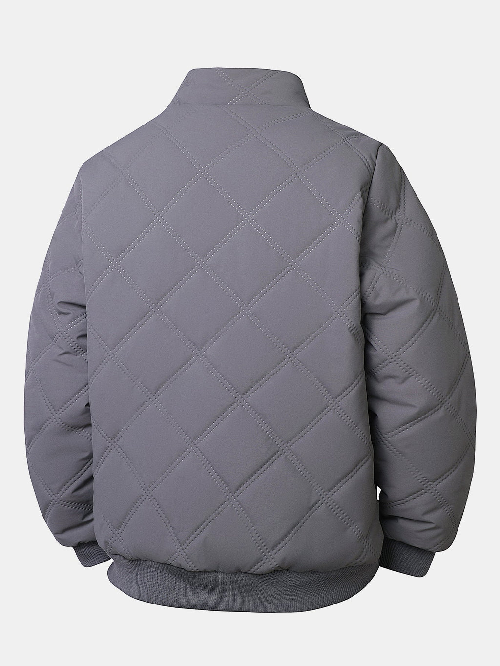 Faux Fur Lined Quilted Stand Collar Jacket