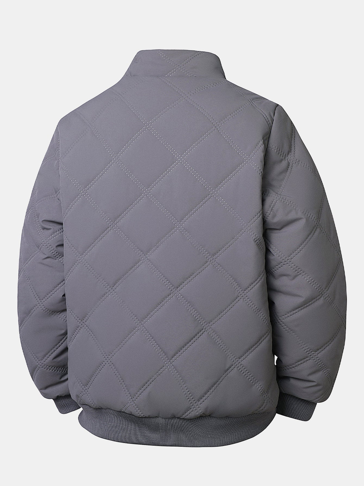 Faux Fur Lined Quilted Stand Collar Jacket