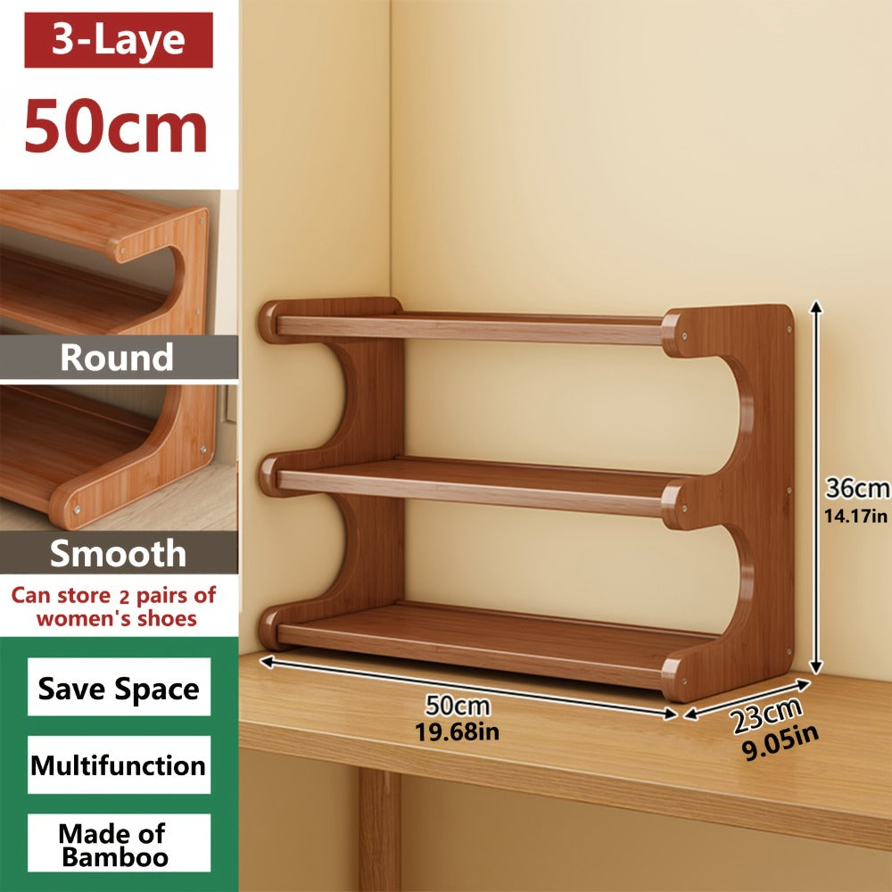 Shoe Rack in Reinforced Bamboo, Three to Six Tiers for Freestanding Garage and Entryway Organization