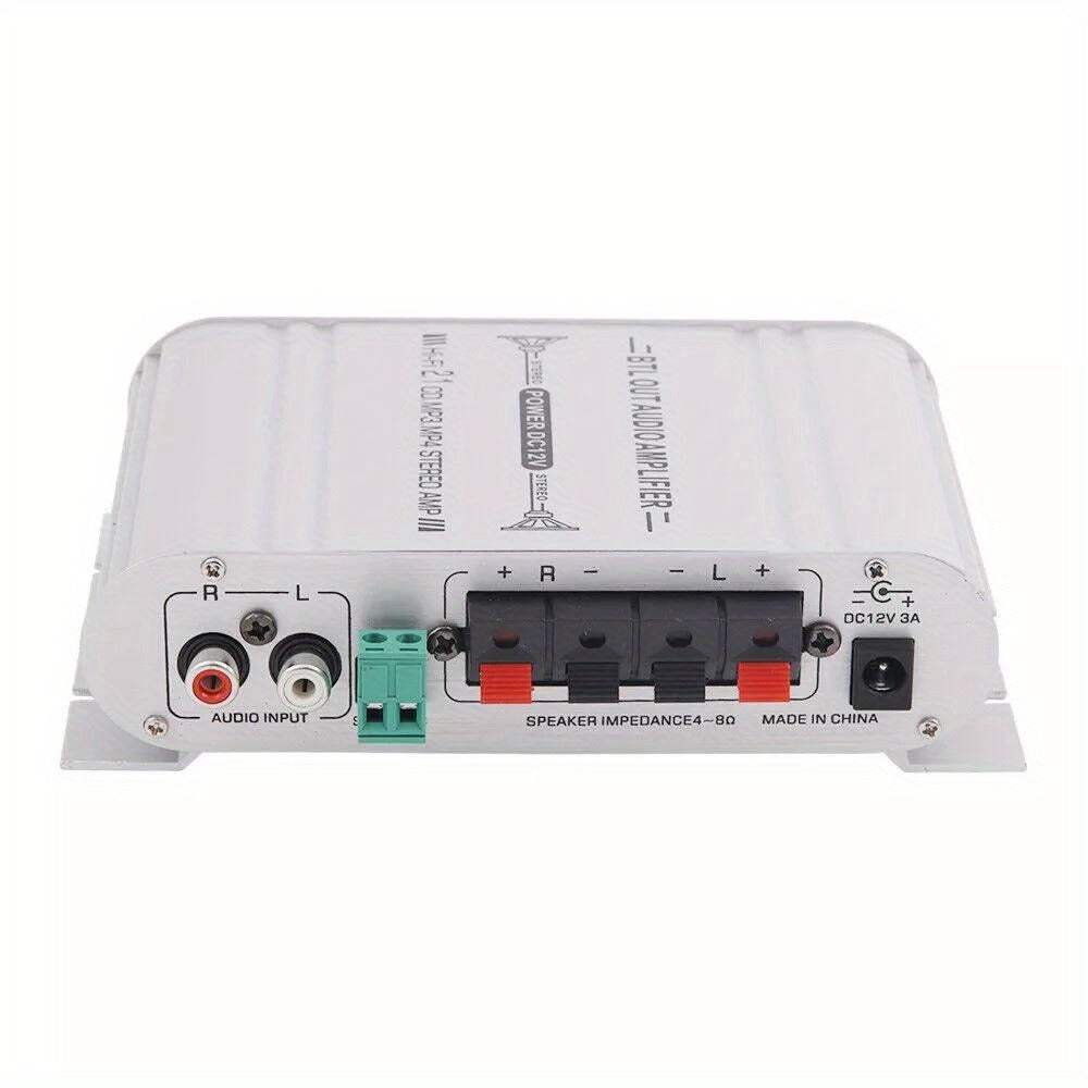 400W Car Audio Amplifier 2.1 Channel 12V Vehicle Sound System Stereo Bass Booster with Aluminum Alloy Housing
