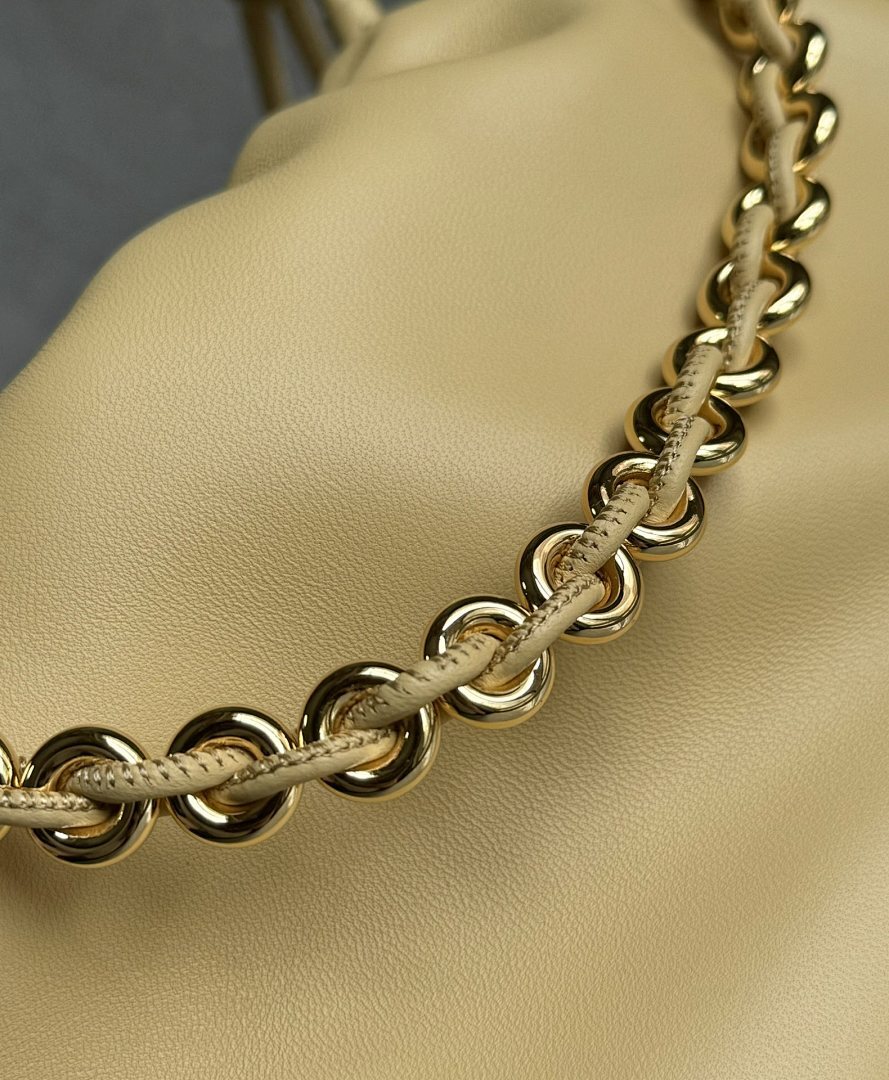 Loewe Flamenco Clutch Mini – Butter Pale Yellow Nappa Leather Gold Rope Chain